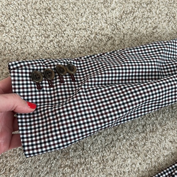 J. Navy and Burgundy Rhodes Micro Check Cotton Blazer, 0 - Picture 5 of 16